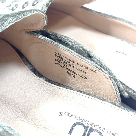 Air Underground Mule Womens Size 8.5 Green Crushed Velvet Studded Slip On Loafer - Picture 9 of 13